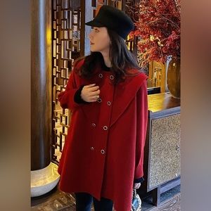 Red double faced wool coat